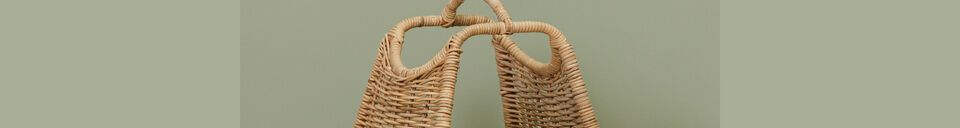 Materiali prima di tutto Cestino in rattan grigio beige