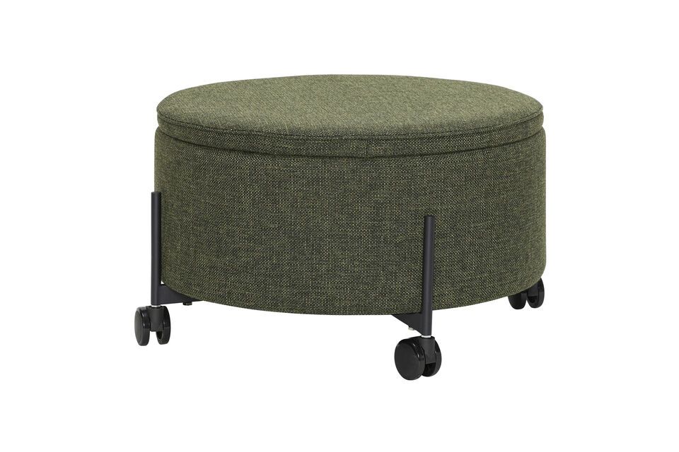 Grande pouf in tessuto verde Contenitore Hübsch