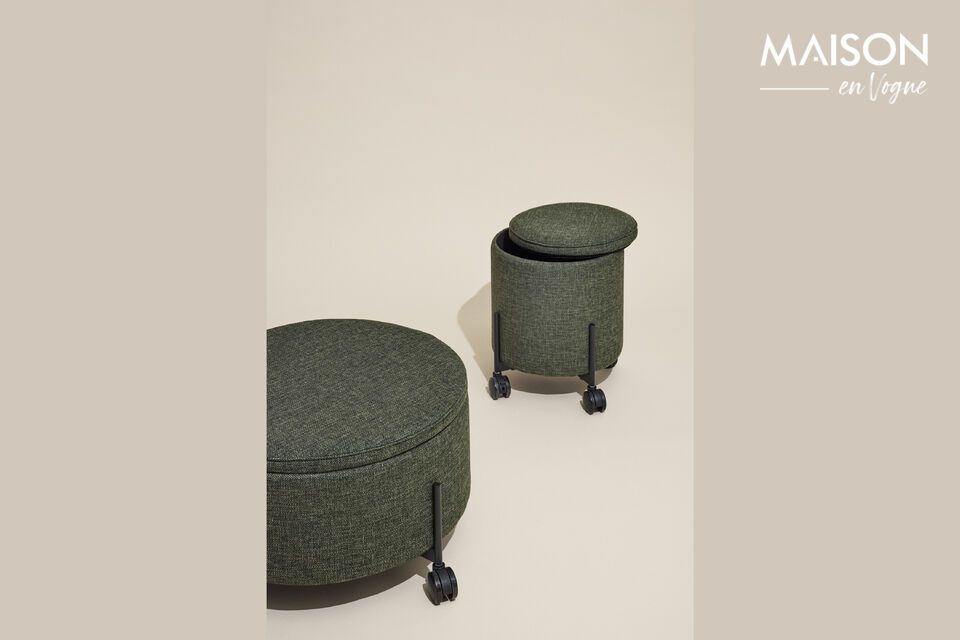 Il grande pouf in tessuto verde Contain è il mobile multifunzionale per eccellenza