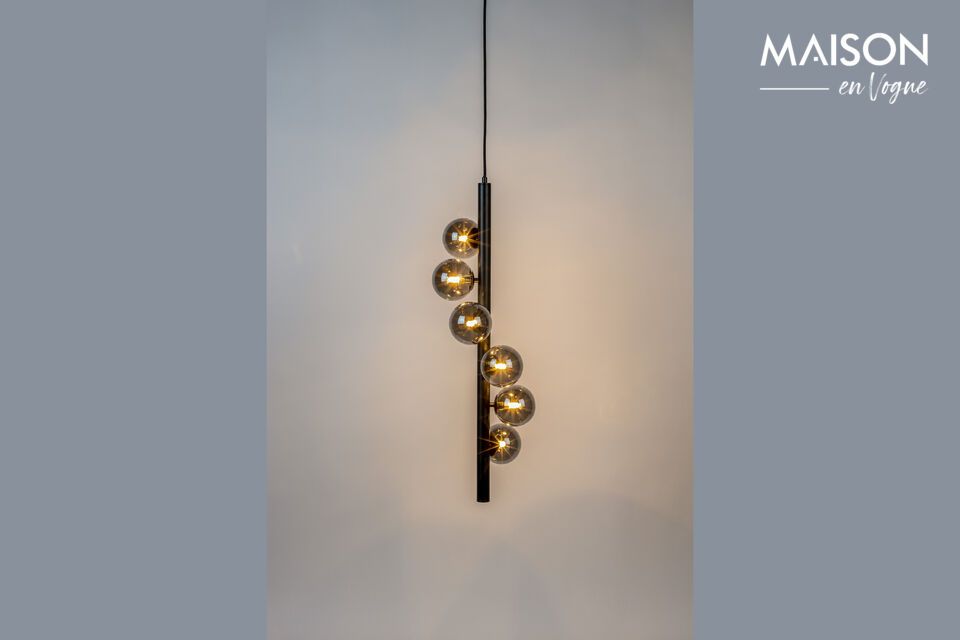 Lampada a sospensione Monica in metallo nero White Label