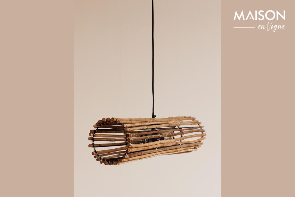 Scoprite la lampada a sospensione Savana in rattan beige