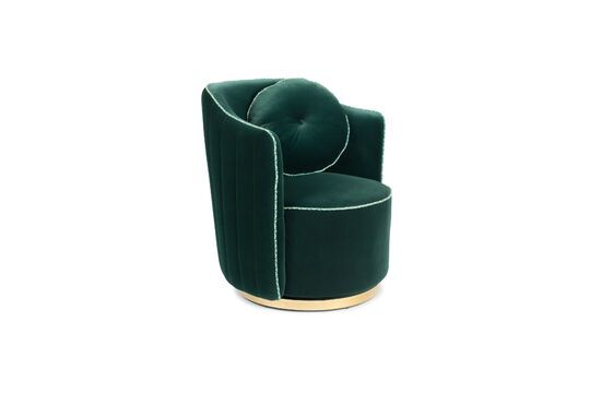 Poltrona in velluto verde scuro Sassy