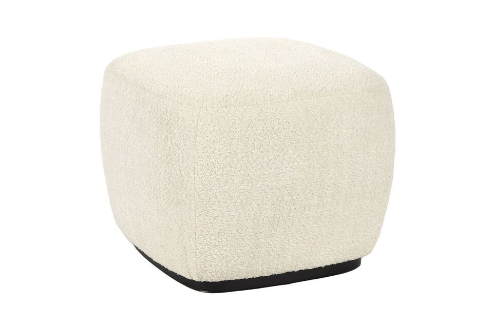 Pouf in tessuto bouclé bianco Porterville Pomax