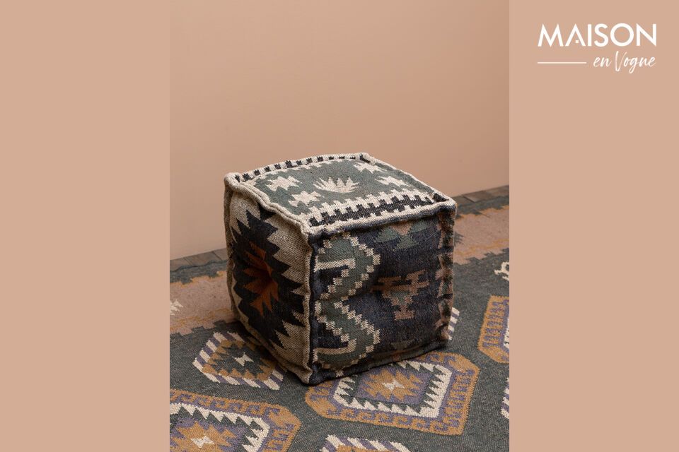 Pouf Kilim in lana grigia Chehoma