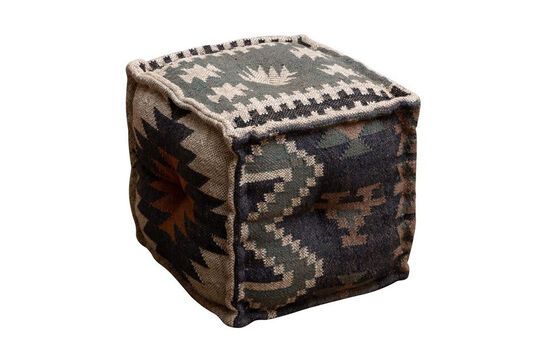 Pouf Kilim in lana grigia Foto ritagliata