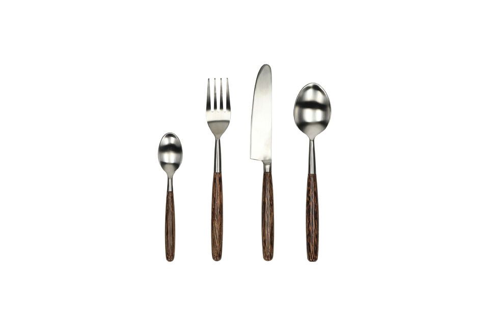 Set di 16 posate in legno scuro Matisse Pomax