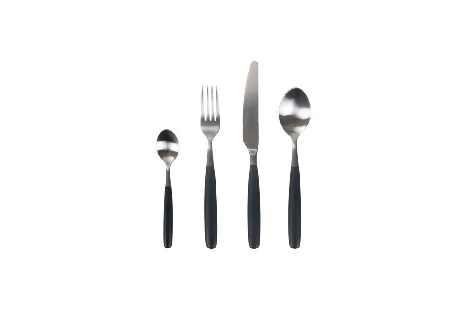 Set di 16 posate Renoir in acciaio inox nero Pomax