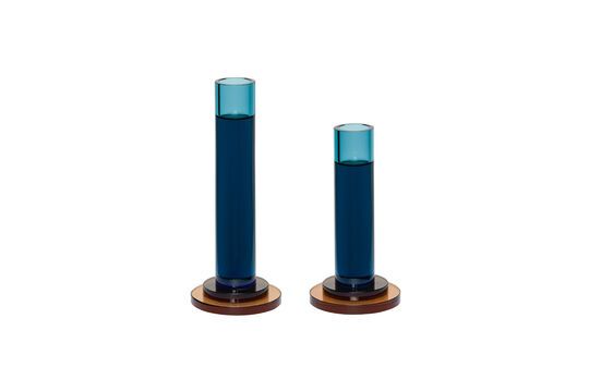 Set di 2 candelieri in cristallo blu cometa