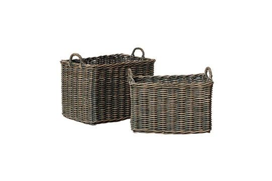 Set di 2 cestini in rattan verde Pirenei