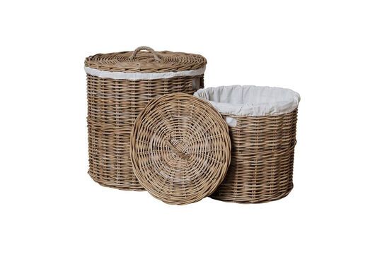 Set di 2 grandi cesti in rattan grigio Lino Foto ritagliata