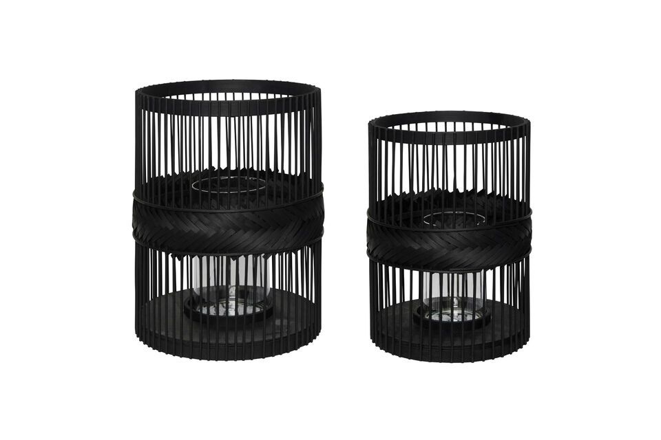 Set di 2 lanterne Hexa in bambù nero Hübsch