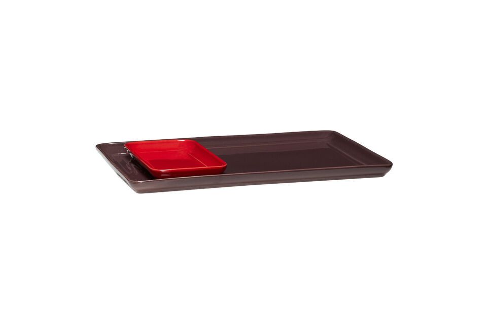 Set di 2 vassoi in ceramica bordeaux Amare Hübsch