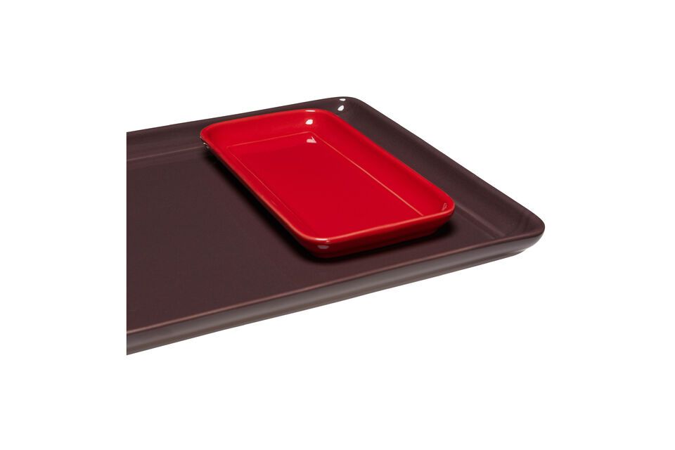 Set di 2 vassoi in ceramica bordeaux Amare - 4