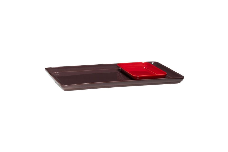 Set di 2 vassoi in ceramica bordeaux Amare - 6