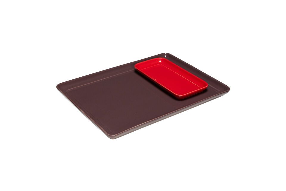 Set di 2 vassoi in ceramica bordeaux Amare - 7