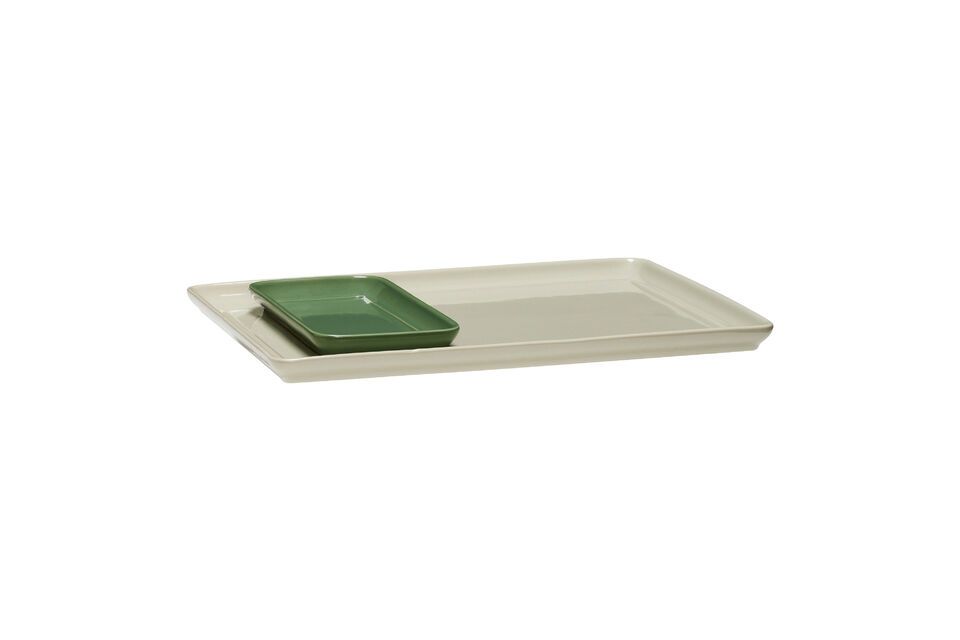 Set di 2 vassoi in ceramica verde Amare Hübsch