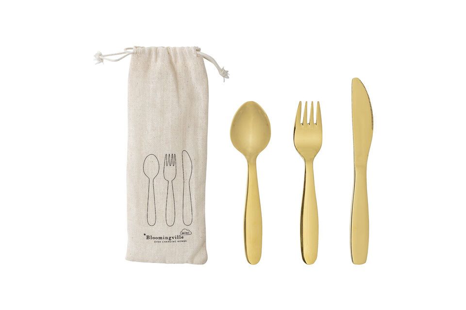 Set di 3 posate in acciaio inossidabile Ally gold Bloomingville