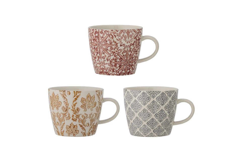 Set di 3 tazze Genia in gres multicolore Bloomingville