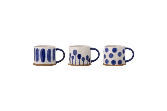 Set di 3 tazze Linora in gres blu