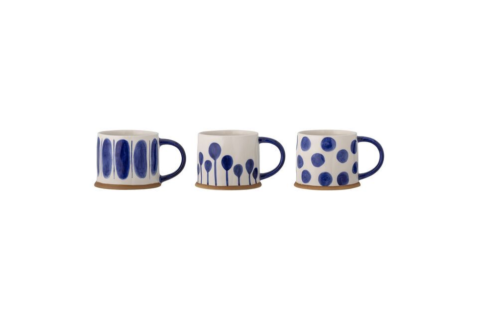 Set di 3 tazze Linora in gres blu Bloomingville