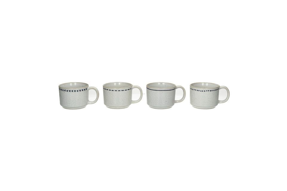 Set di 4 tazze Tulua in gres bianco Pomax