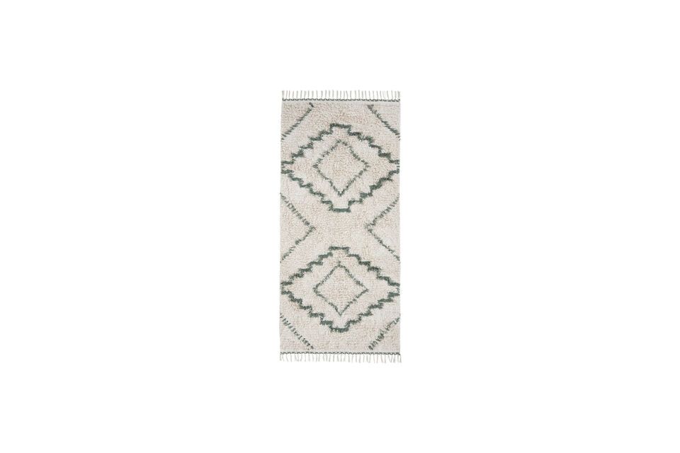 Tappeto in cotone bianco e verde 200x90 cm Minis House Doctor