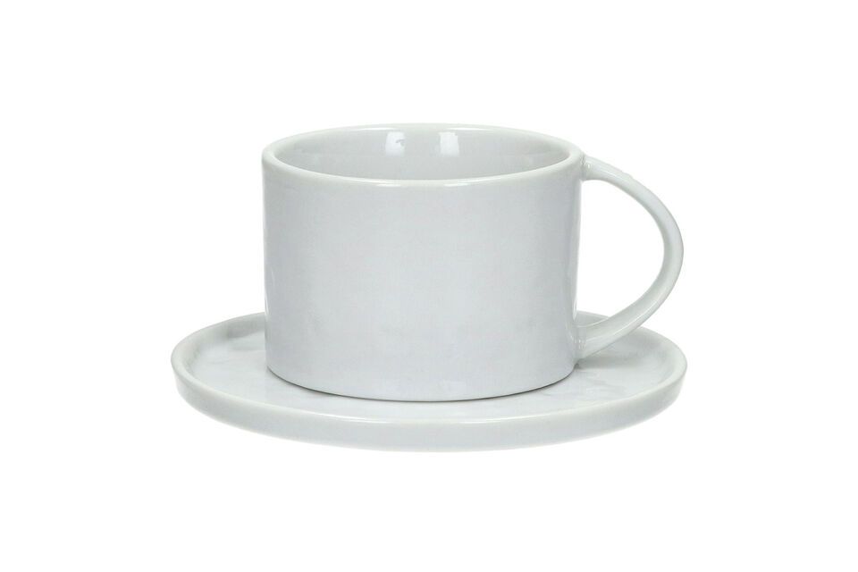 Tazza e piattino grandi in porcellana bianca Porcelino White Pomax