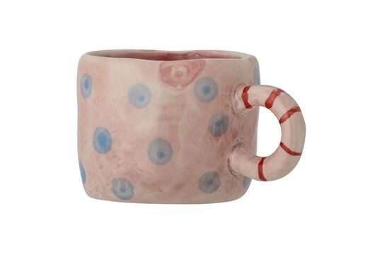 Tazza in gres rosa con pois blu Nini Foto ritagliata